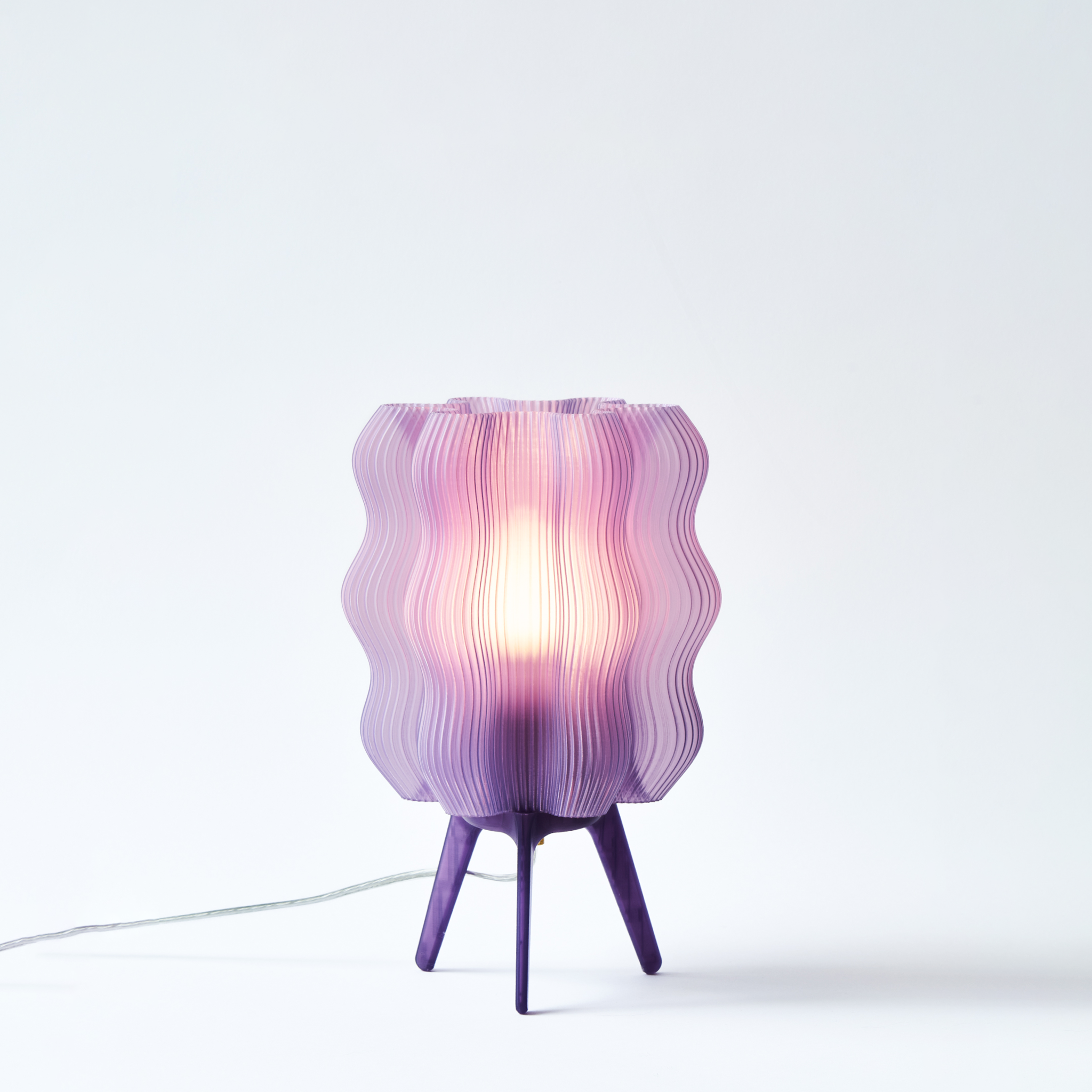 Wavy Lamp in lilac on white background