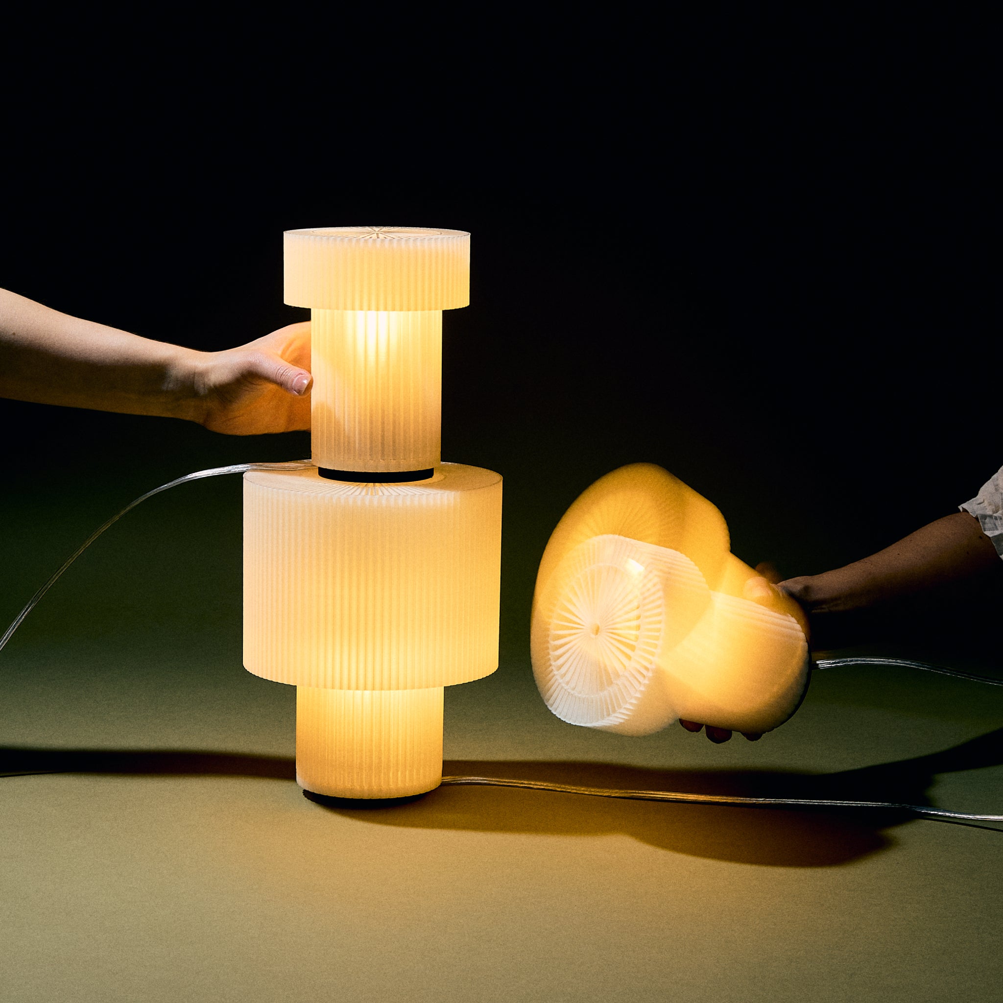 Image of Mini Drum Lamp stacked on top of Drum Lamp