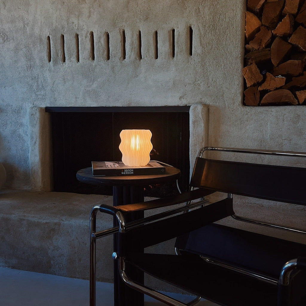 Mini Wavy lamp on side table