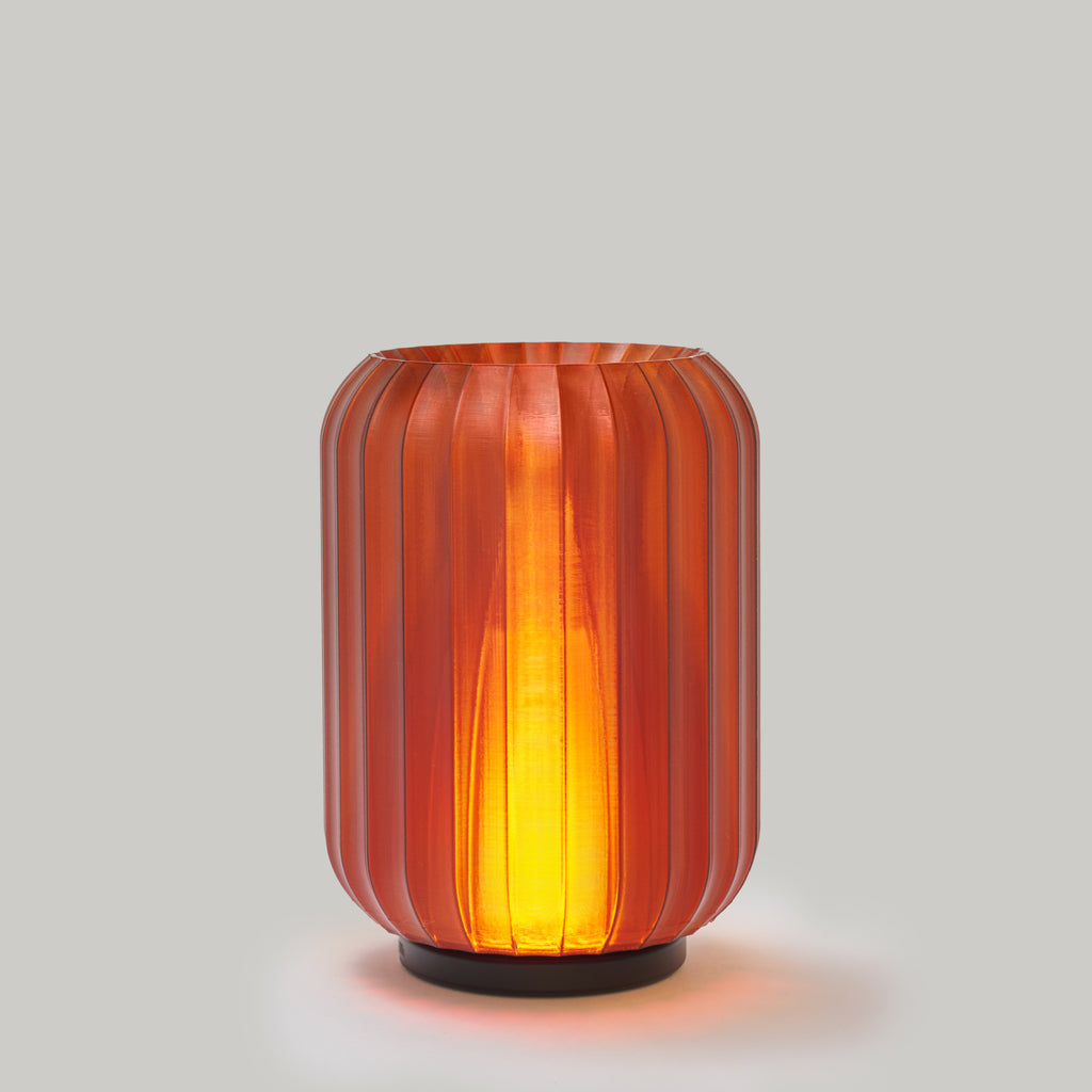 Cordless Mini Allium Lamp in Amber on white background