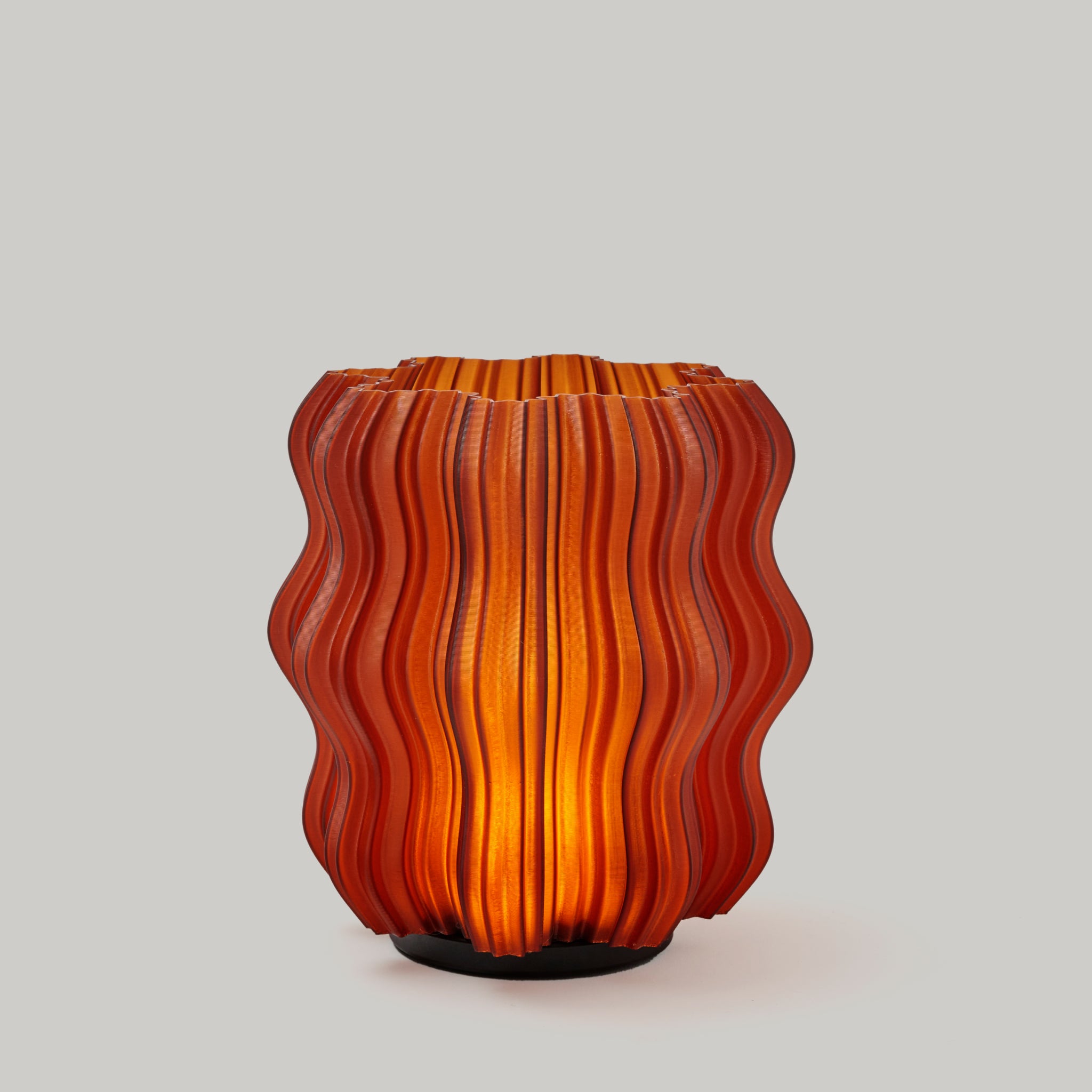 Cordless Mini Wavy Lamp in Amber on White background