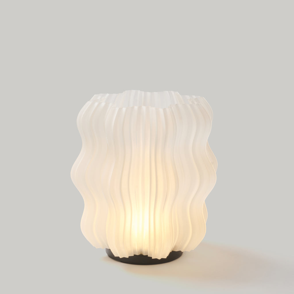Cordless Mini Wavy Lamp in Natural on white background