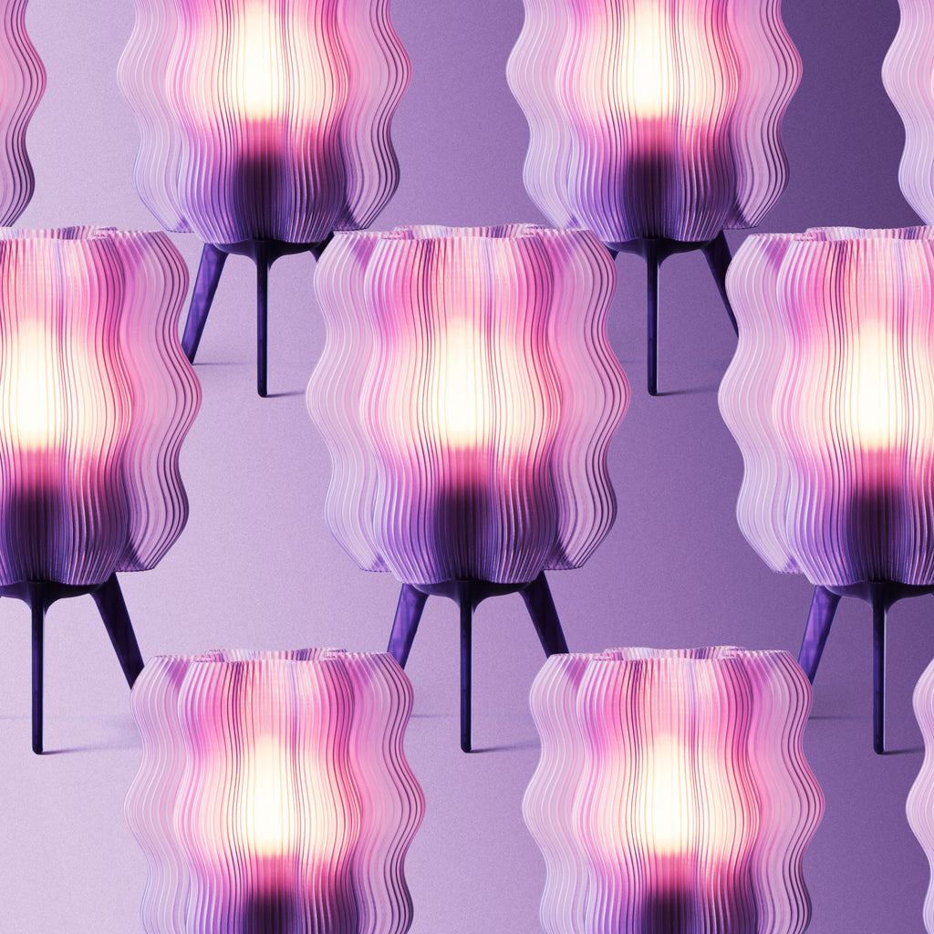 Wavy Lamps in lilac on purple background