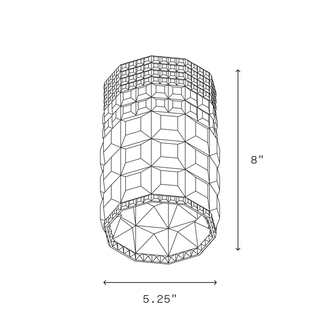 Image of Gem Pendant Smoke dimensions: 8 inches tall by 5.25 inches wide