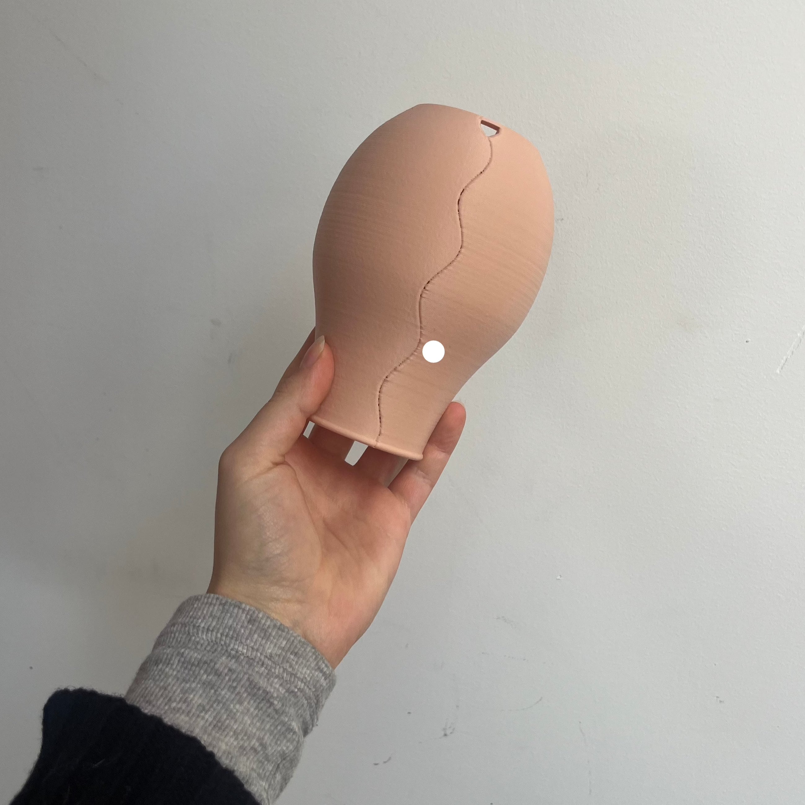 Scoop Lamp in blush with defect on white background