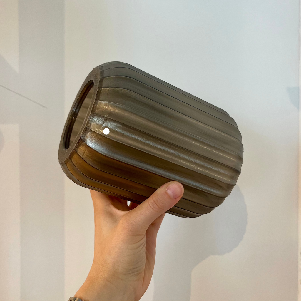 Mini Allium Lamp in Smoke with defect on white background