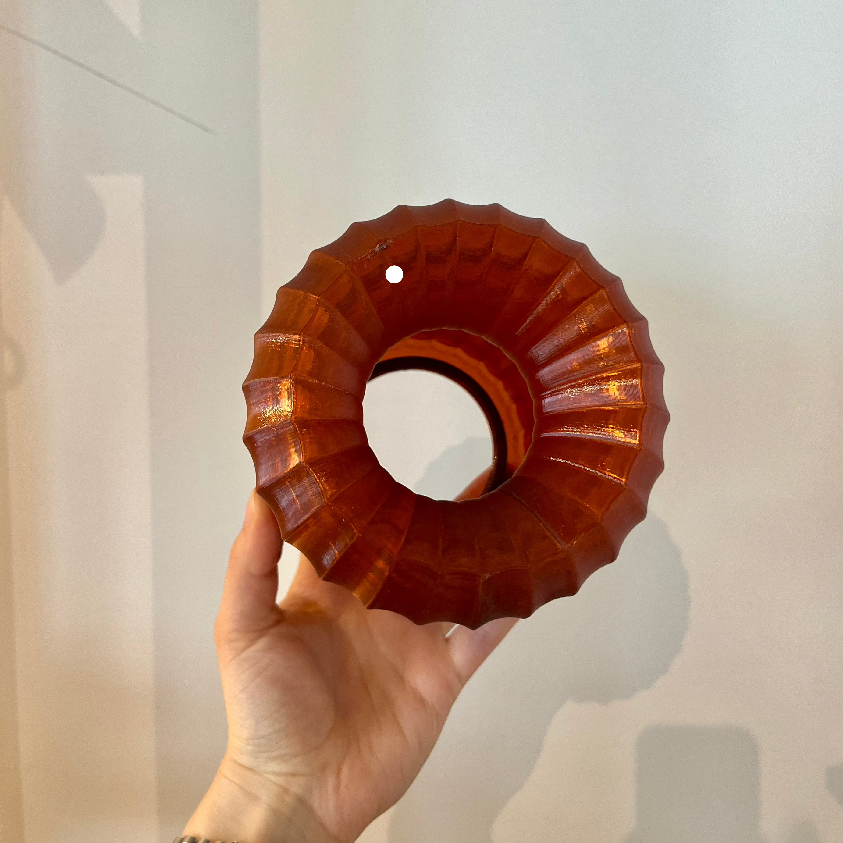 Mini Allium Lamp in Amber with defect on white background