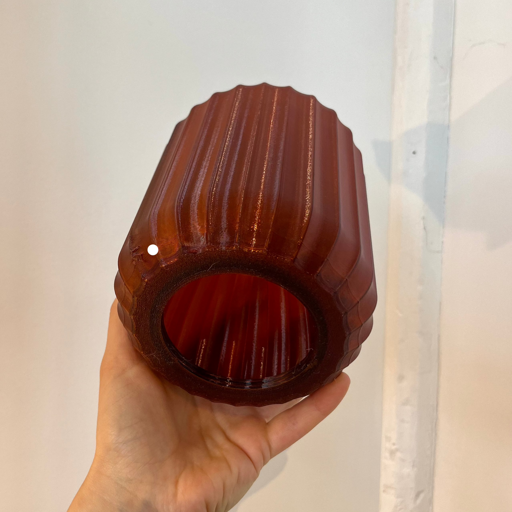 Mini Allium Lamp in Amber with defect on white background