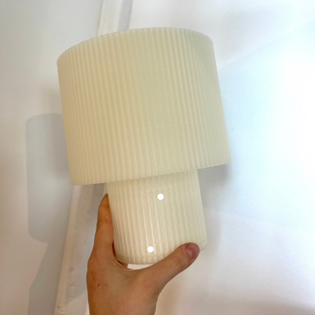 Drum Lamp with defect on white background