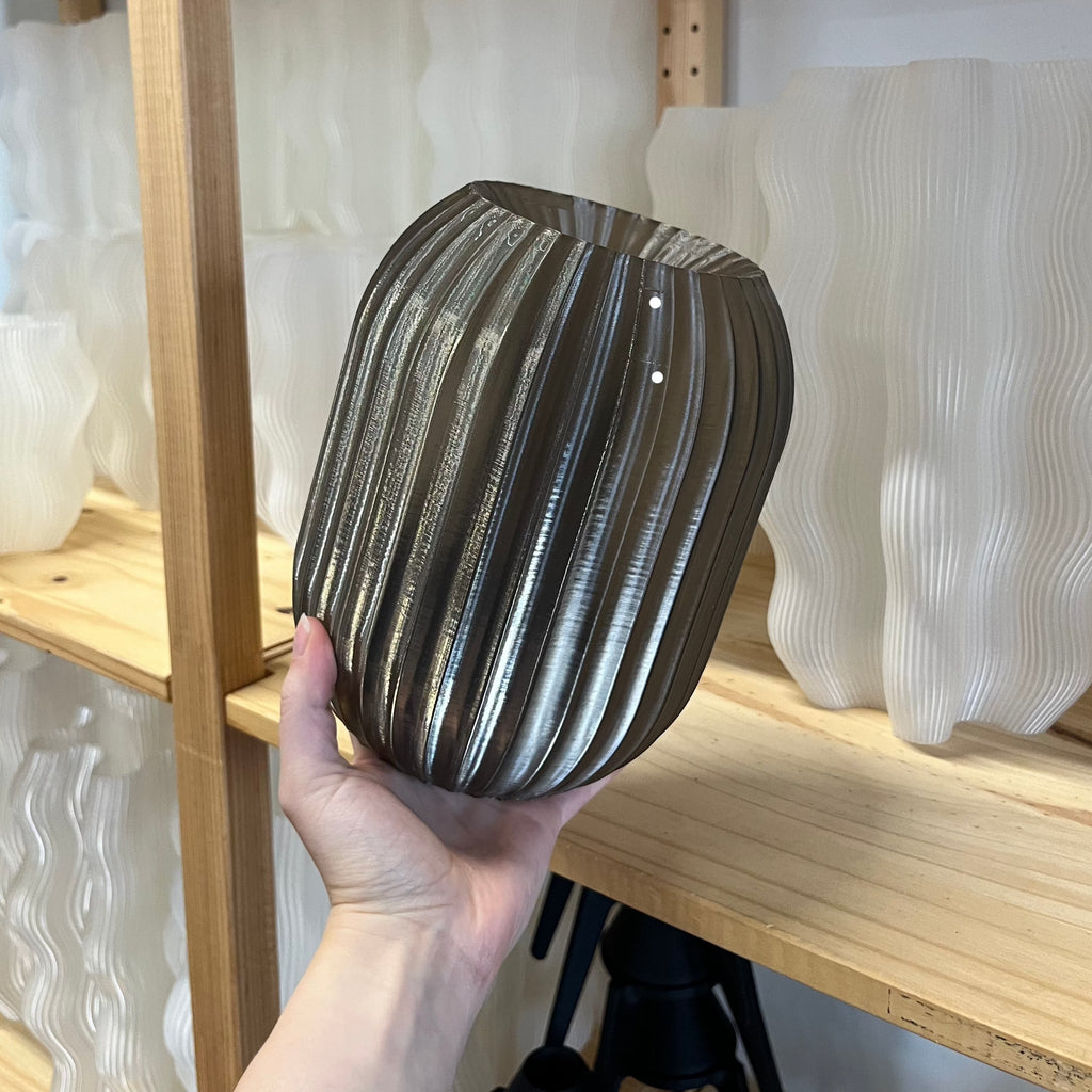 Allium Lamp Shade in Smoke with defect on white background