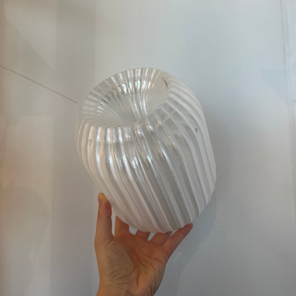 Allium Lamp Shade in Clear with defect on white background