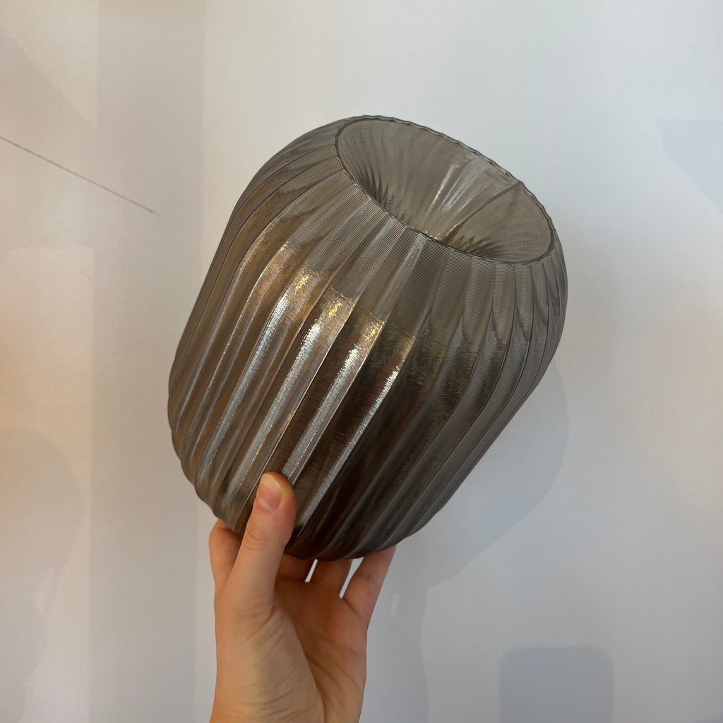 Allium Lamp Shade in Smoke with defect on white background