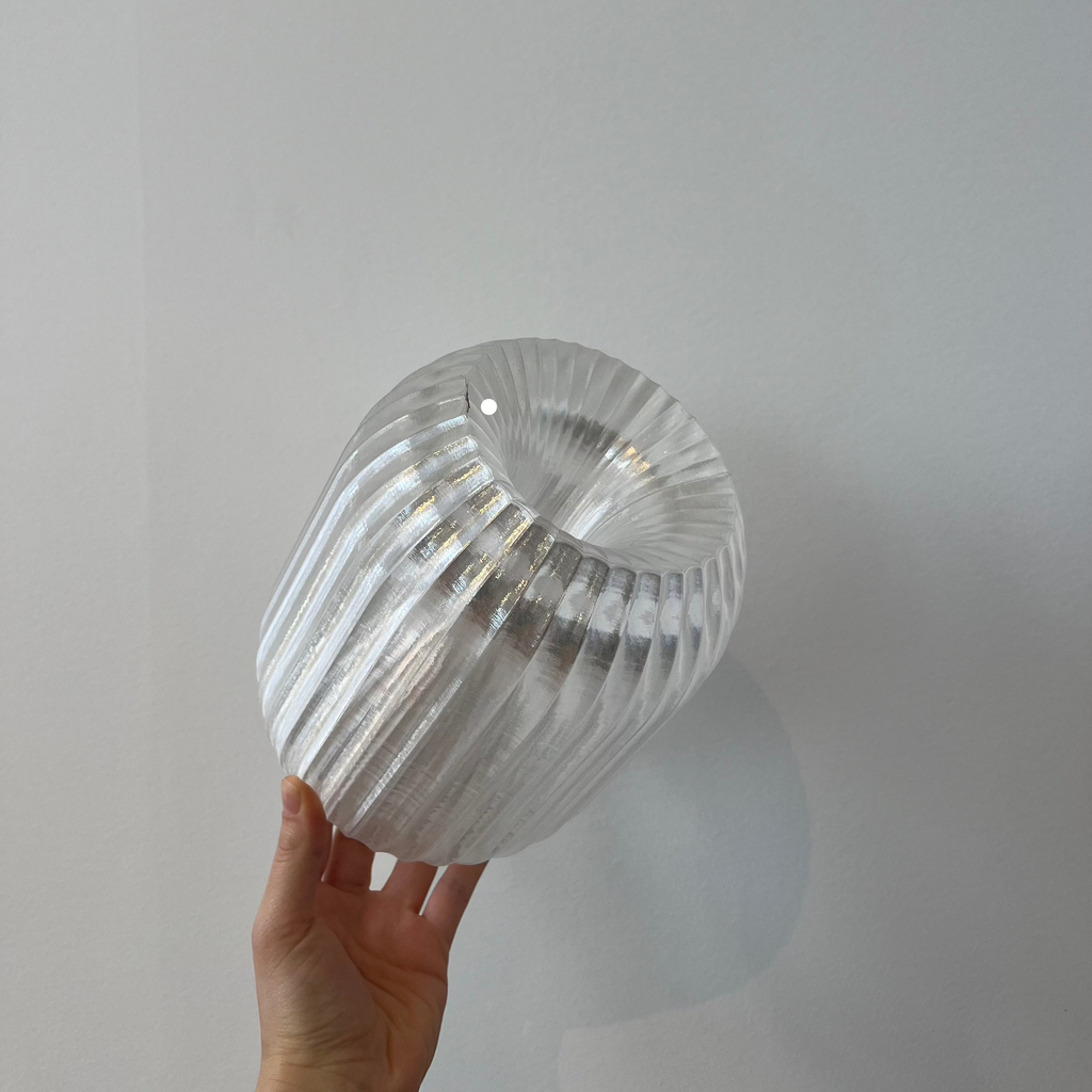 Allium Lamp Shade in Clear with defect on white background