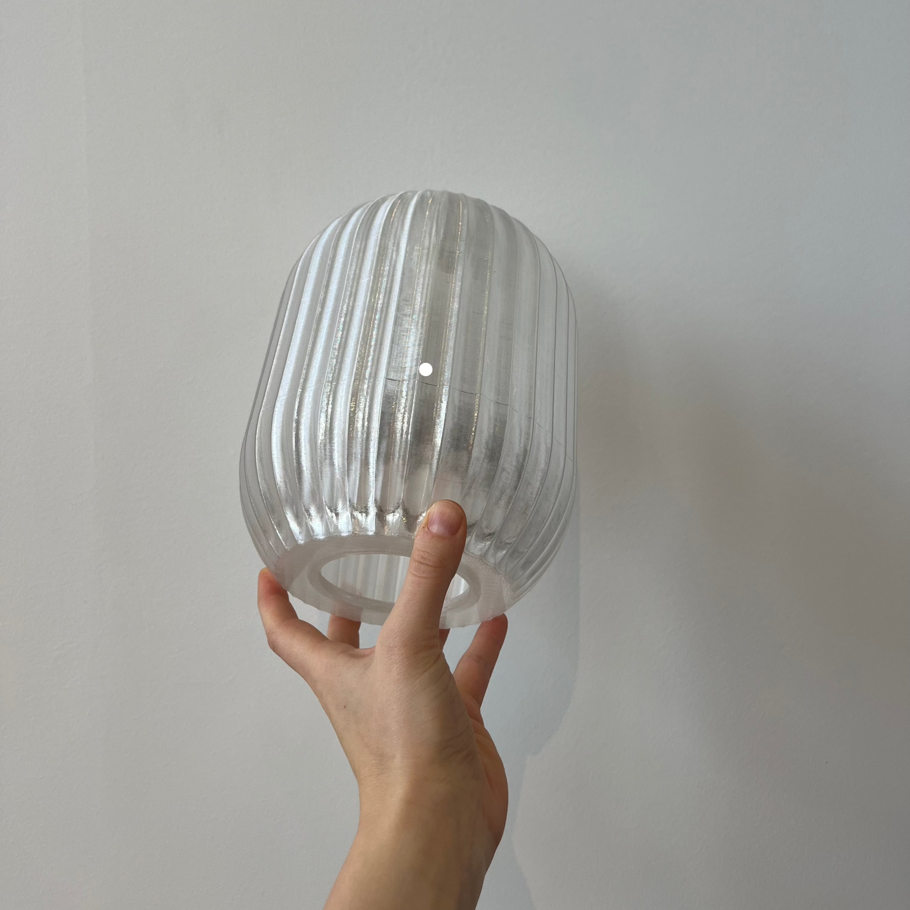 Allium Lamp Shade in Clear with defect on white background