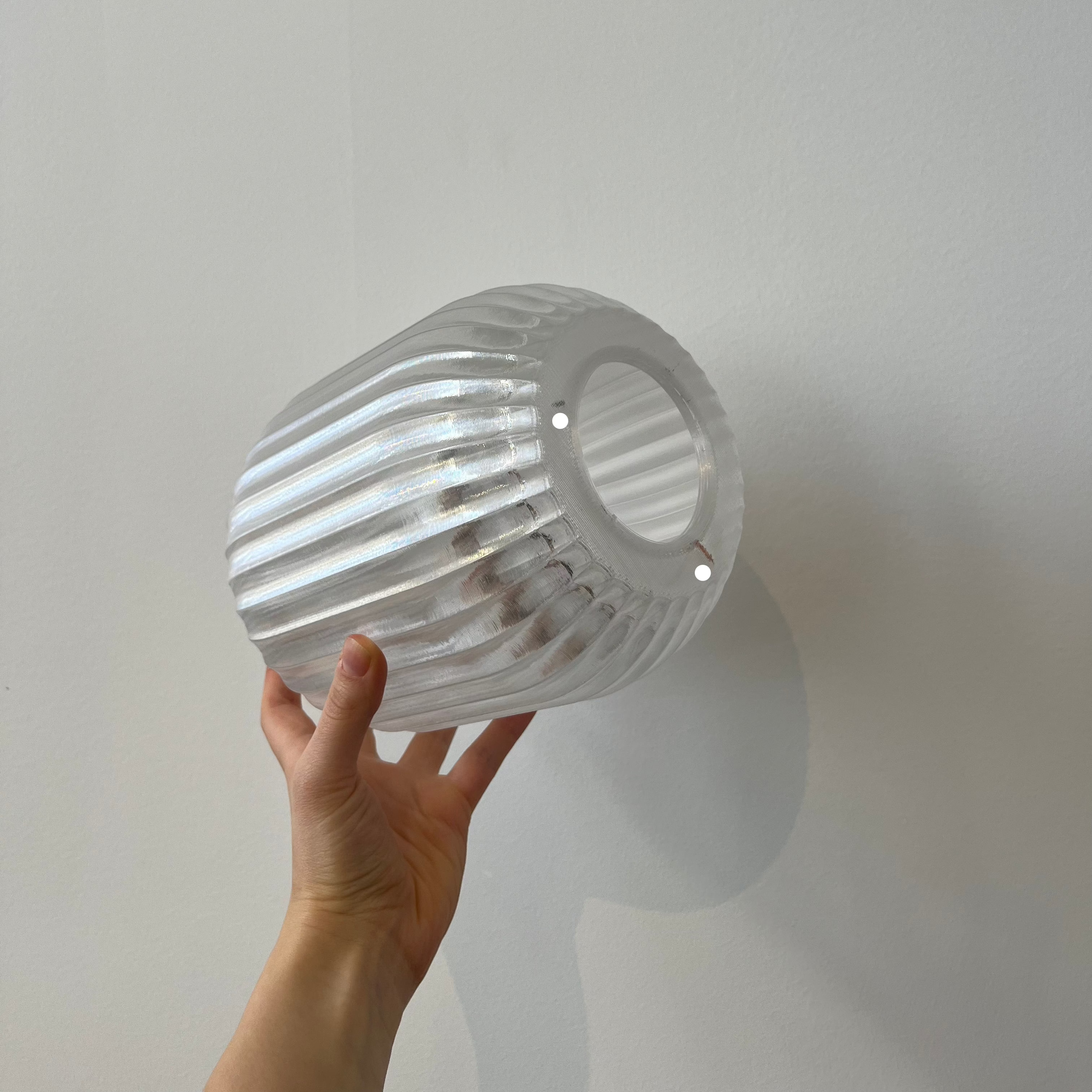 Allium Lamp Shade in Clear with defect on white background