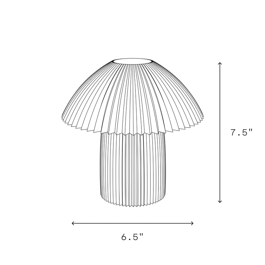 Kinoko lamp line drawing with dimensions