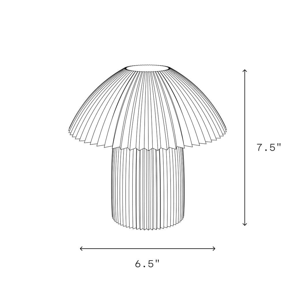 Kinoko lamp line drawing with dimensions