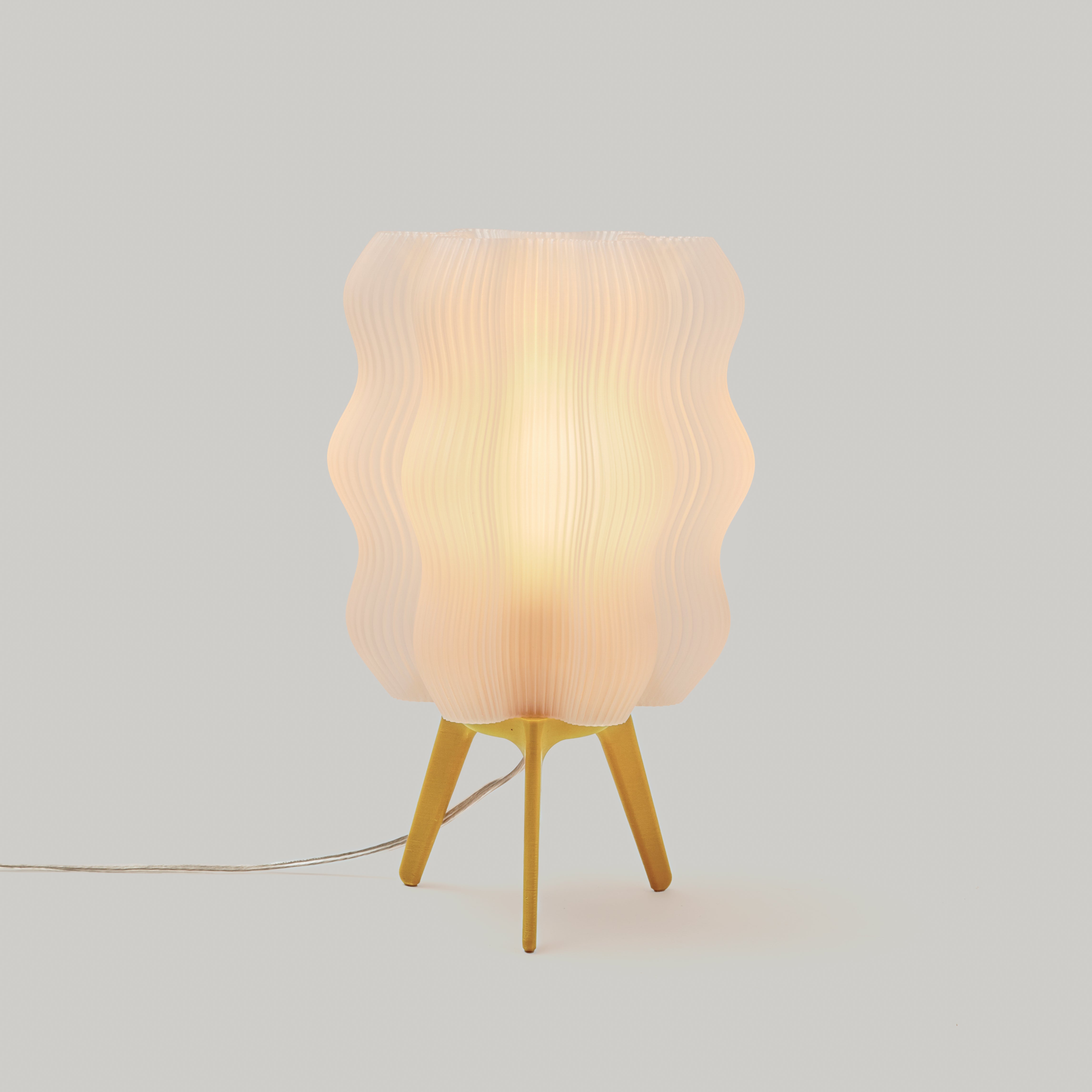 Wavy Lamp in mustard on white background