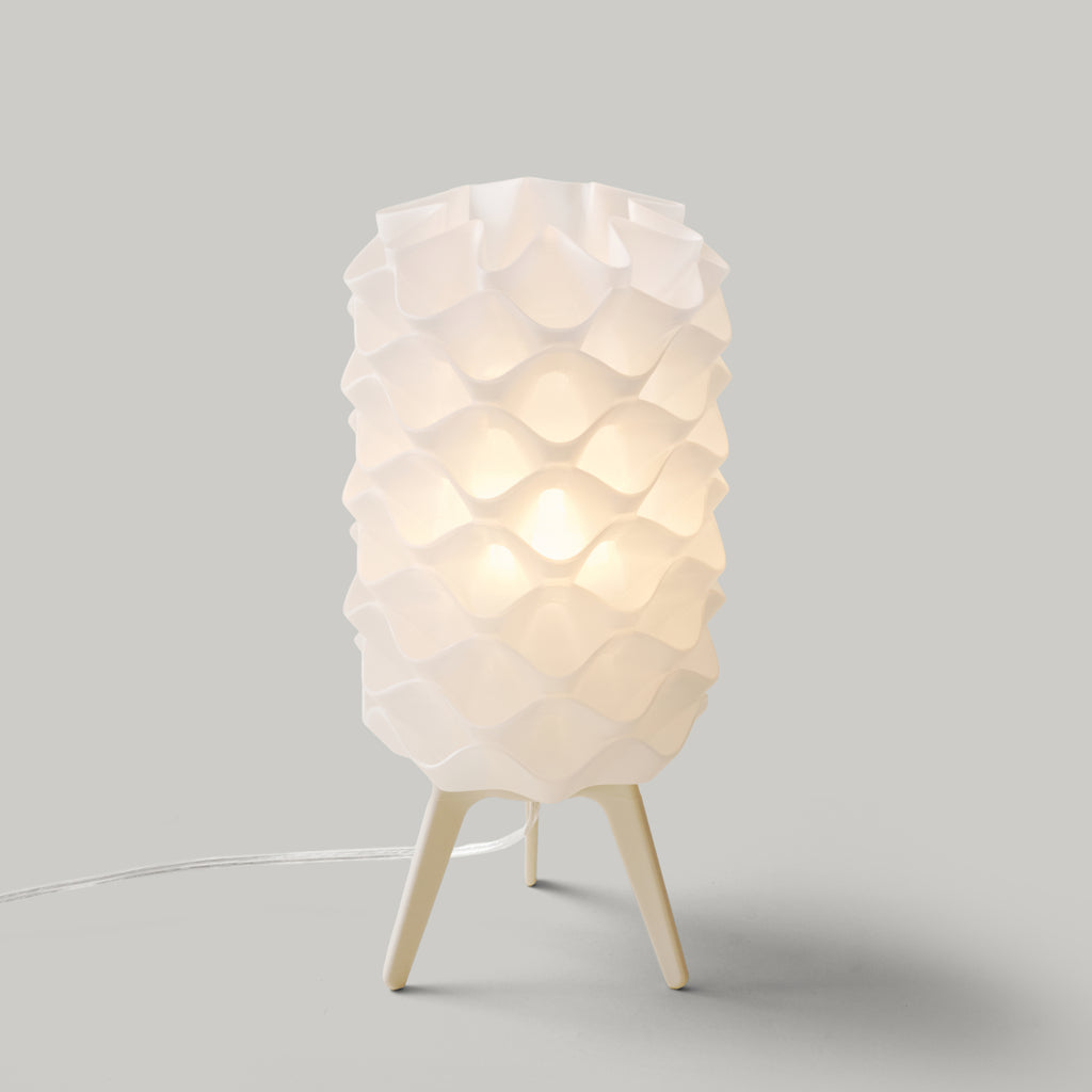 Lotus Lamp in Eggshell on white background