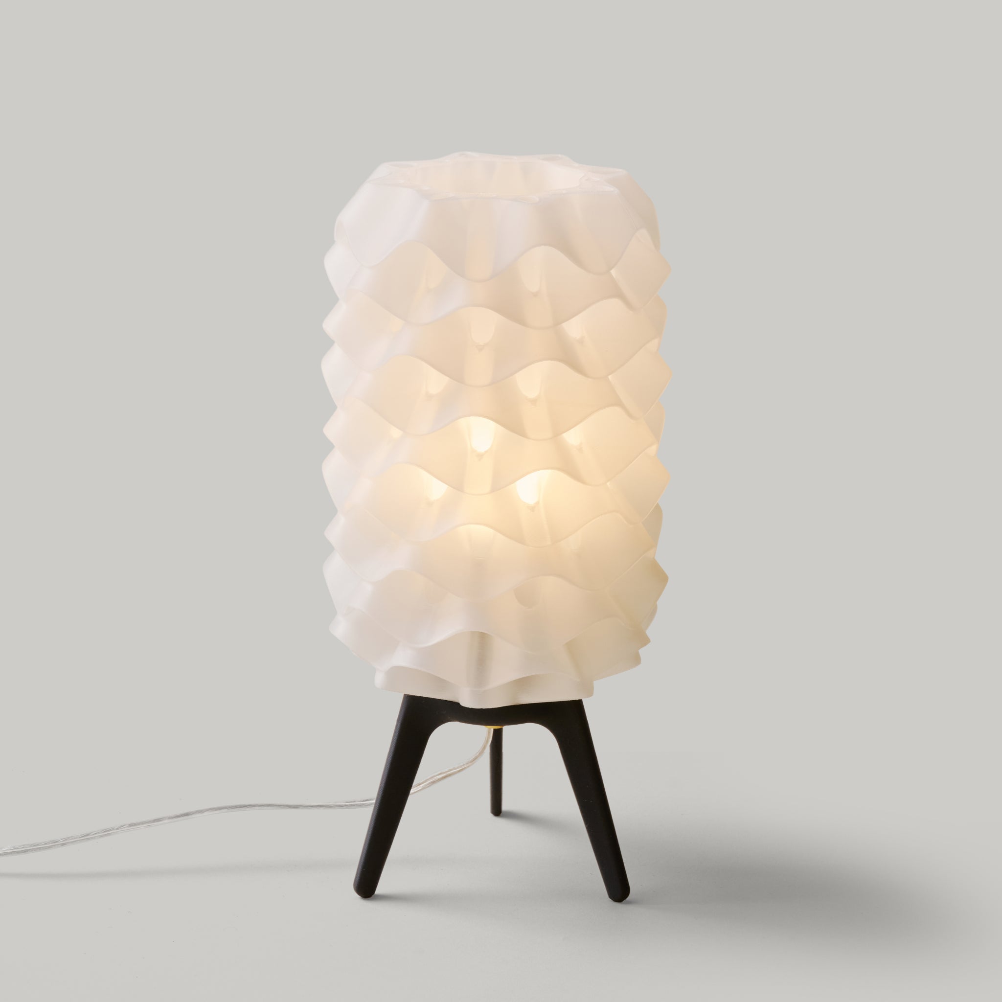 Lotus Lamp in Matte Black on white background