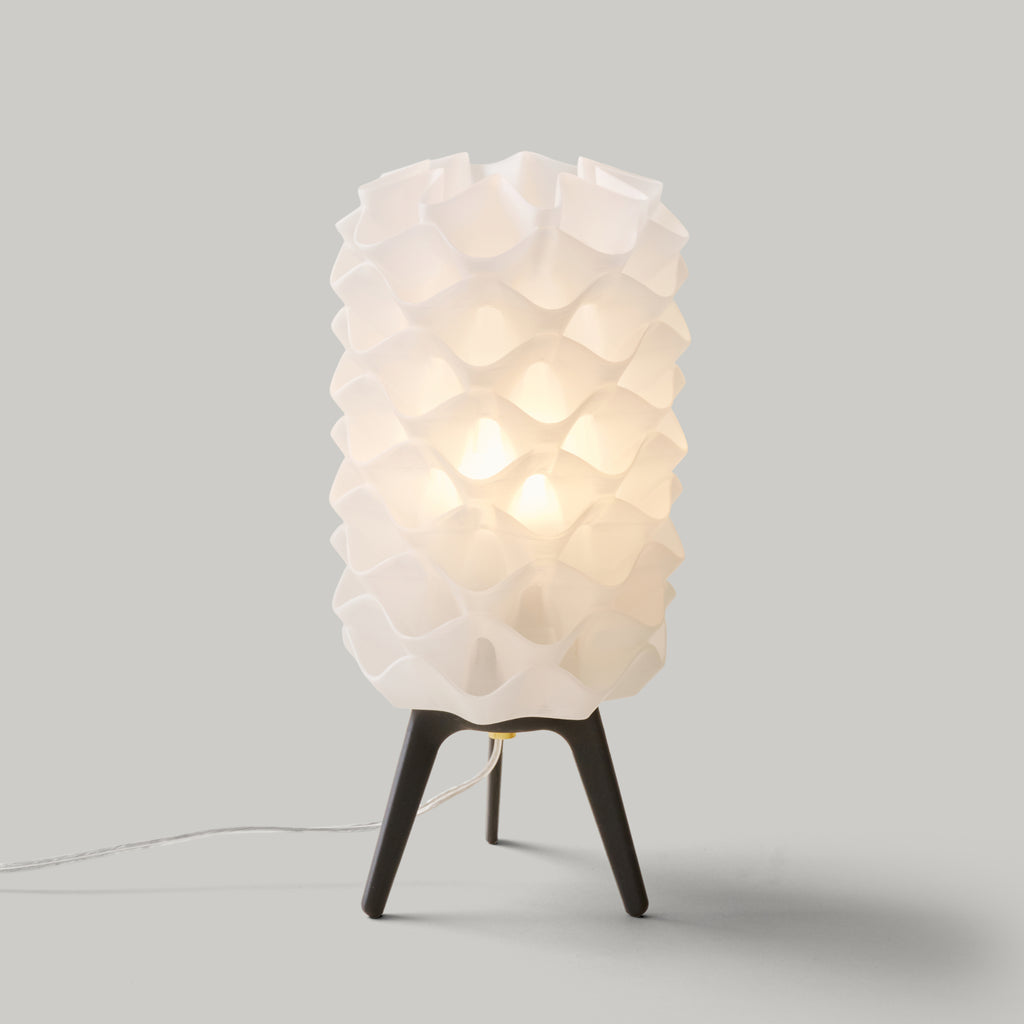 Lotus Lamp in Matte Black on white background