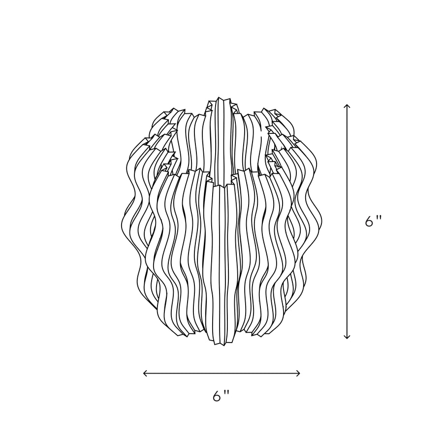 Mini Wavy Lamp line drawing with dimensions