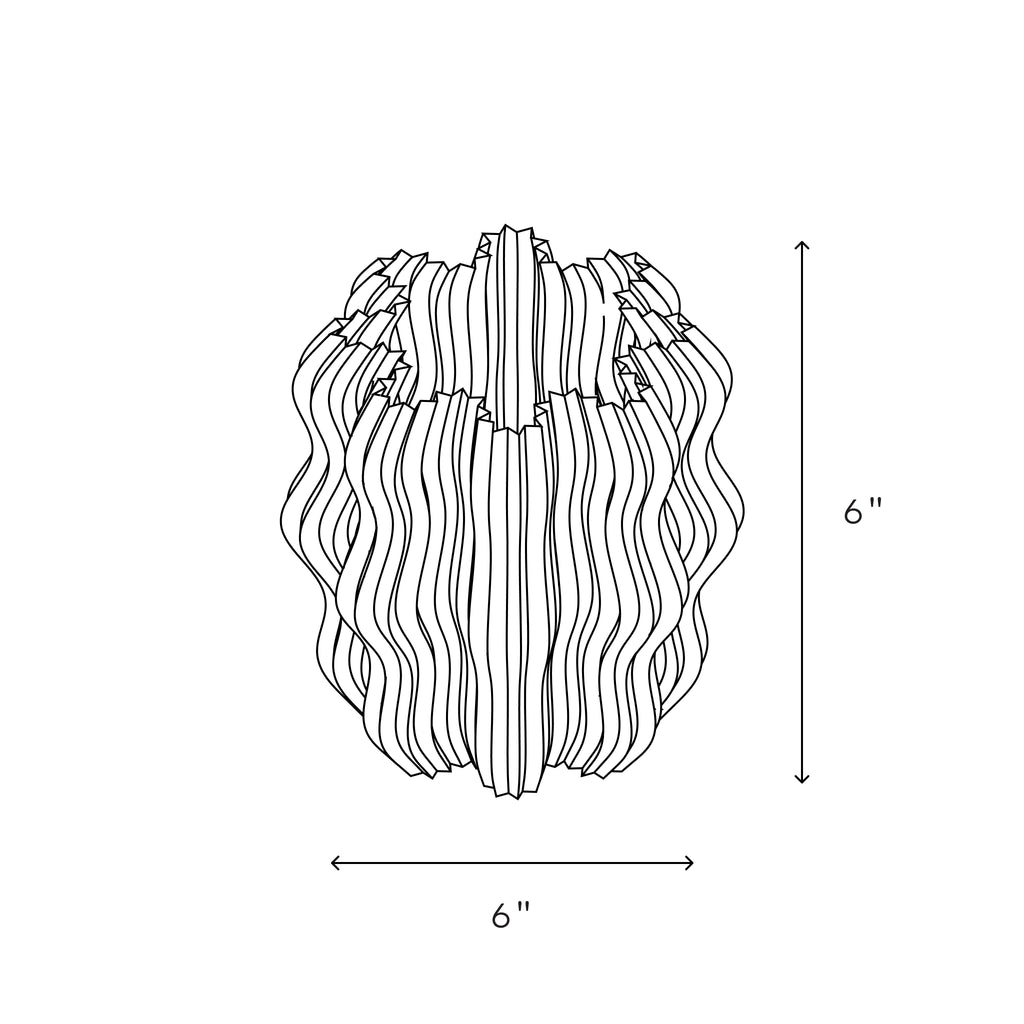 Mini Wavy Lamp line drawing with dimensions