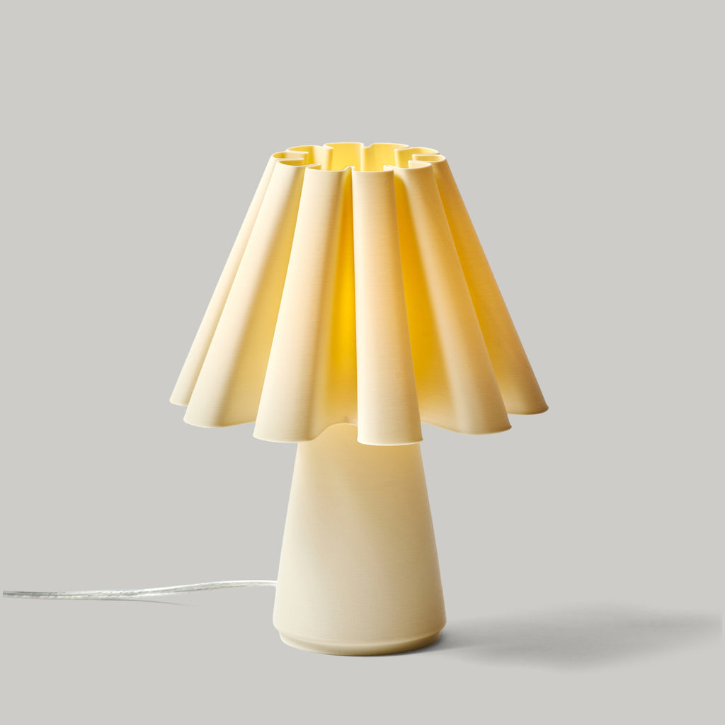 Ruff Lamp in Eggshell on white background