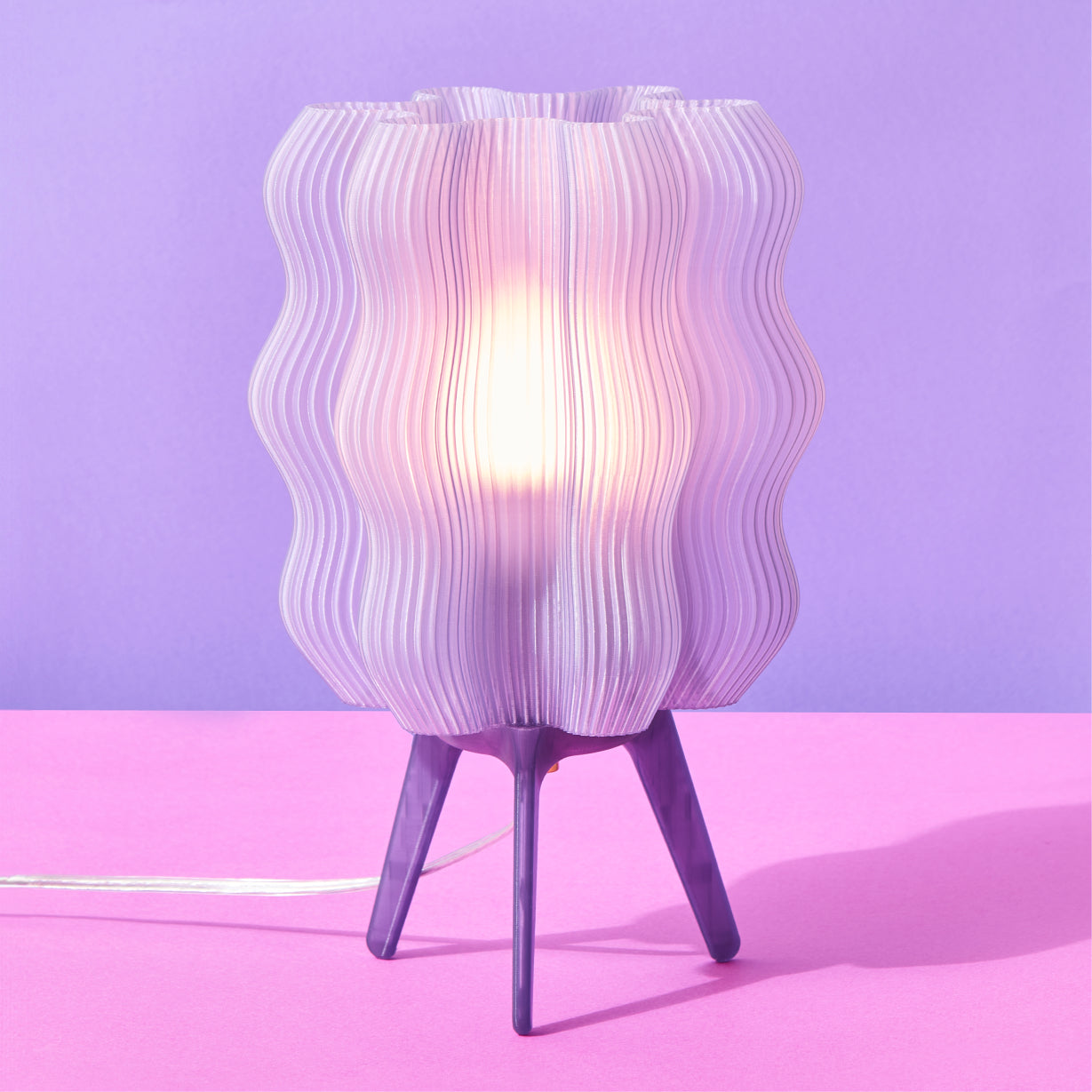 Wavy Lamp in lilac on purple background