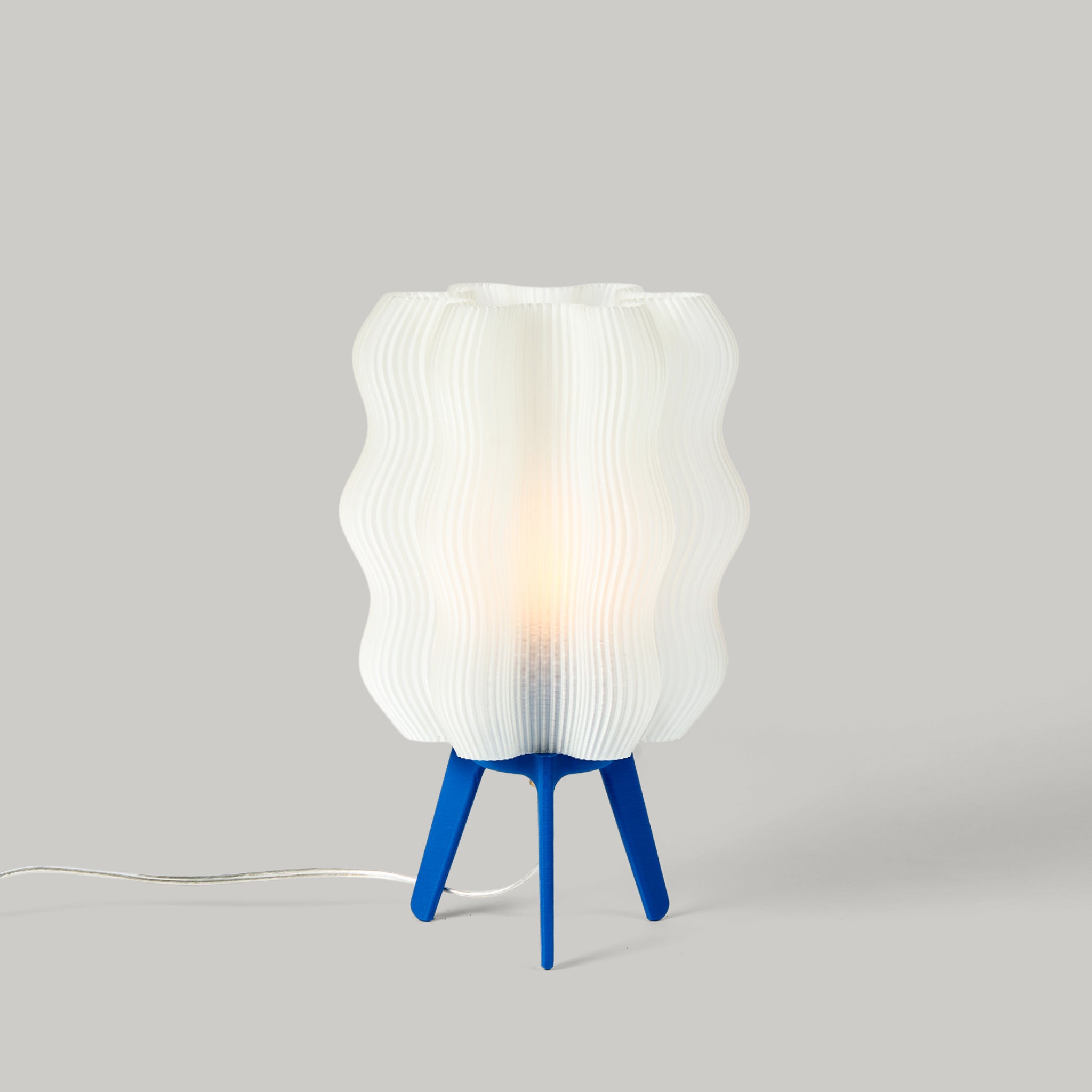 Wavy Lamp in cobalt on white background
