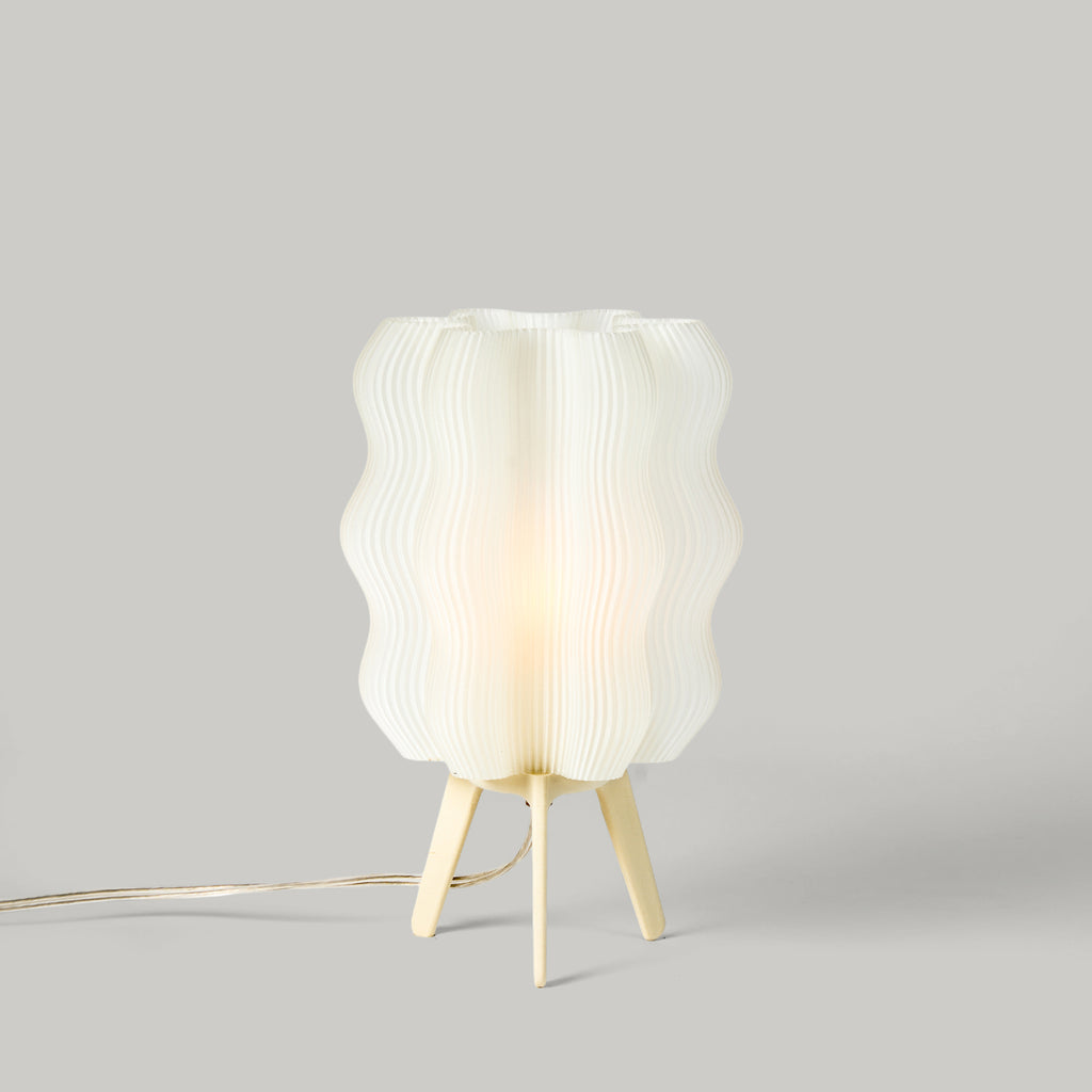 Wavy Lamp in eggshell on white background