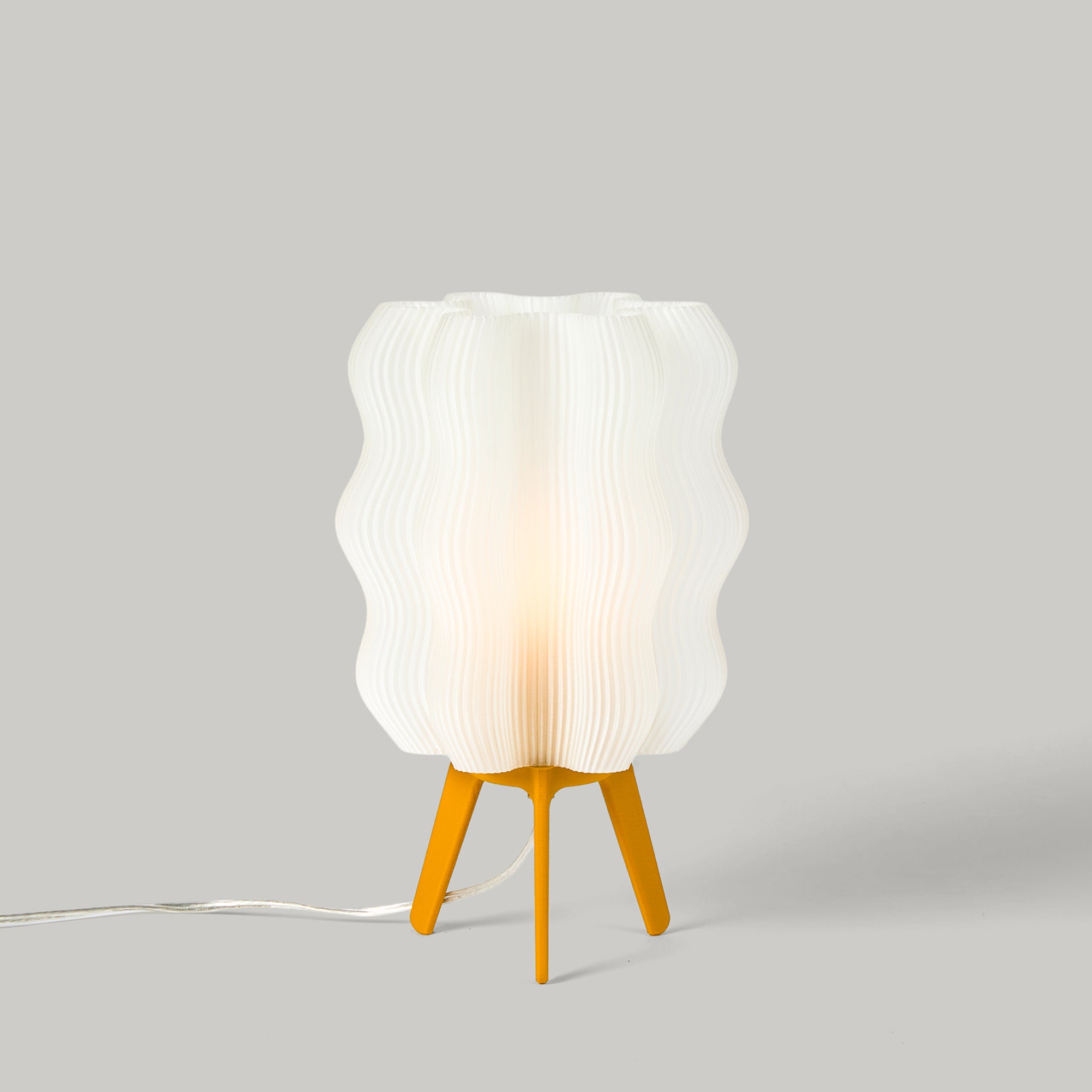 Wavy Lamp in mustard on white background