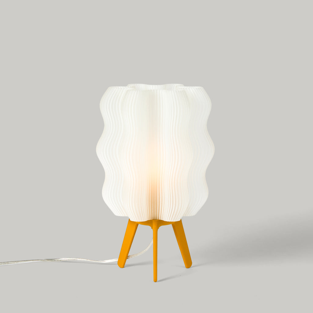 Wavy Lamp in mustard on white background
