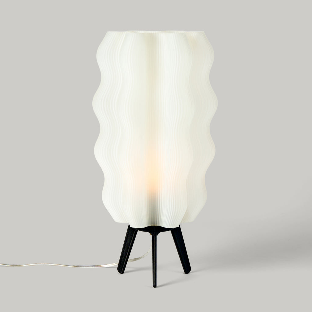 Tall Wavy Lamp in matte black on white background