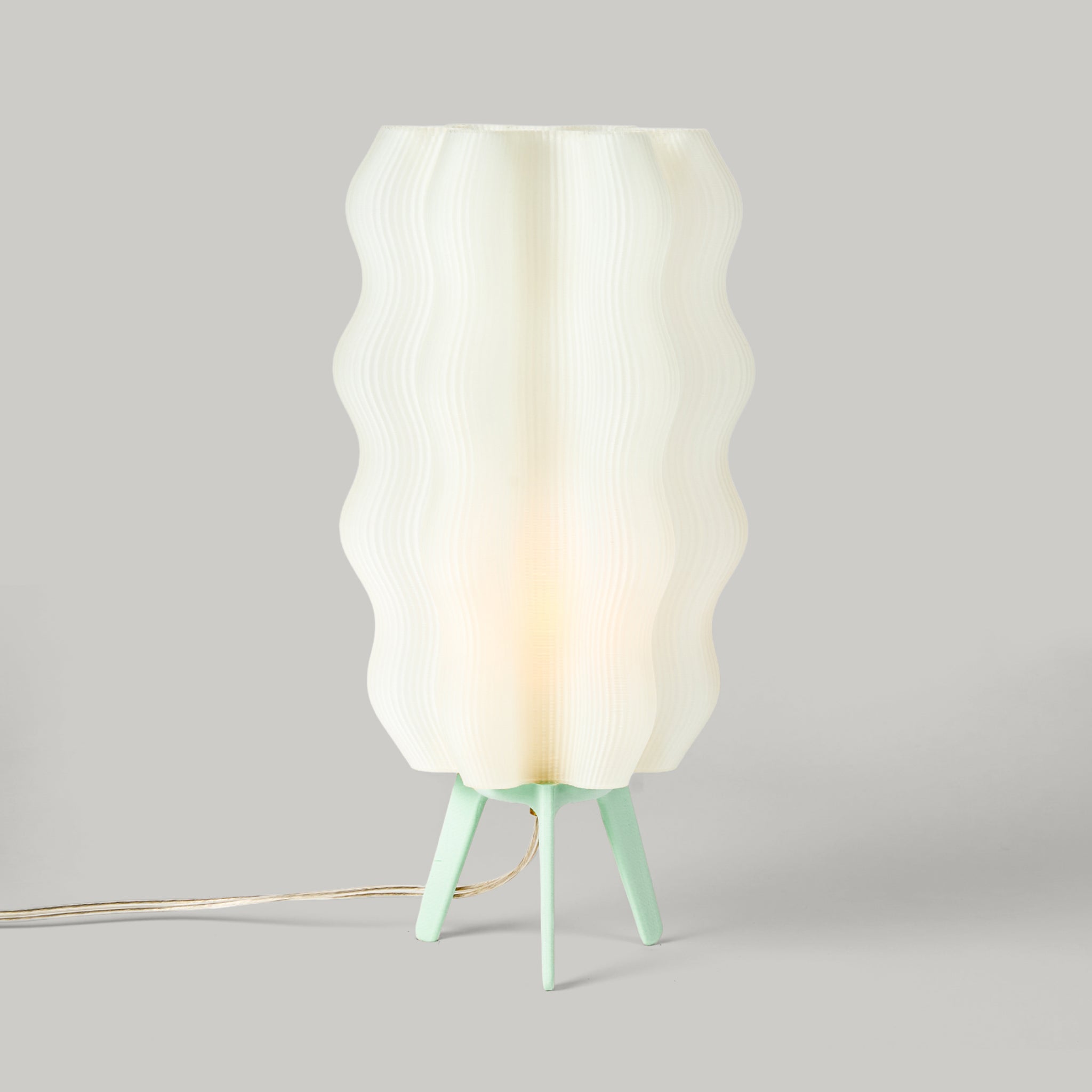 Tall Wavy Lamp in mint on white background