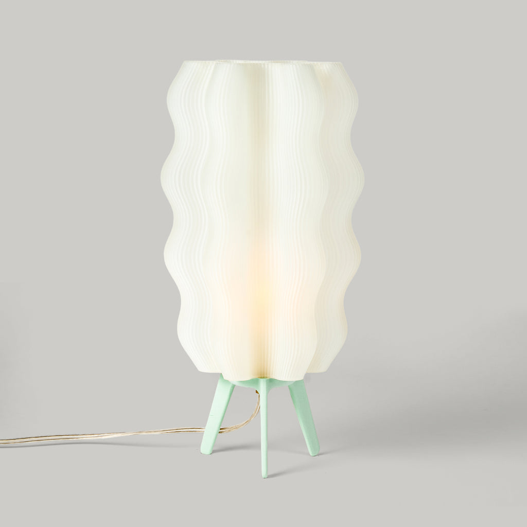 Tall Wavy Lamp in mint on white background