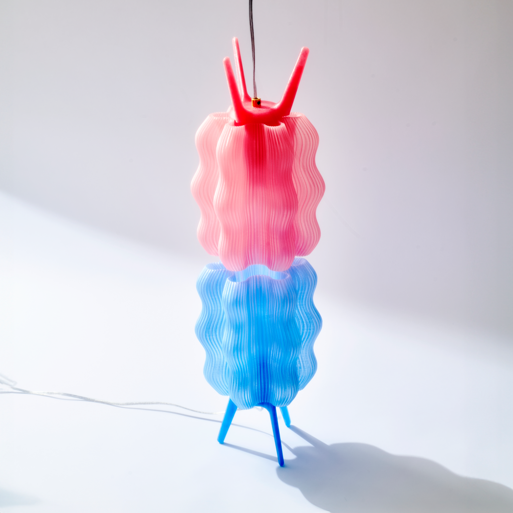 Wavy Lamps in periwinkle and peach stacked